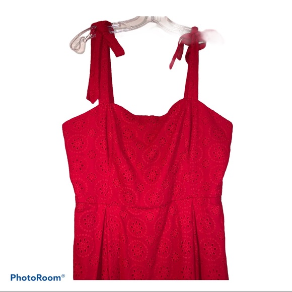 Anthropologie Red Sz 14 Kari Eyelet Midi Dress NWT - Picture 4 of 10